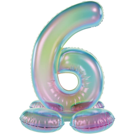 6 Jaar Cijfer Ballon Standaard Holografische Leeg 72cm van Folat koop je bij Partywinkel