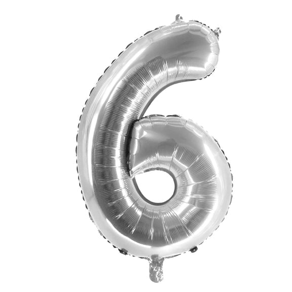 6 Jaar Cijfer Ballon Zilver Leeg 1m van VDV Benefit koop je bij Partywinkel