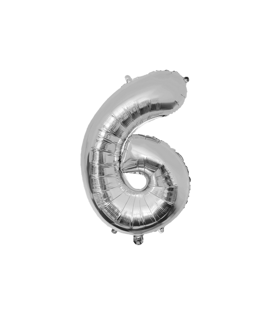 6 Jaar Cijfer Ballon Zilver Leeg 86cm van Paper Dreams koop je bij Partywinkel