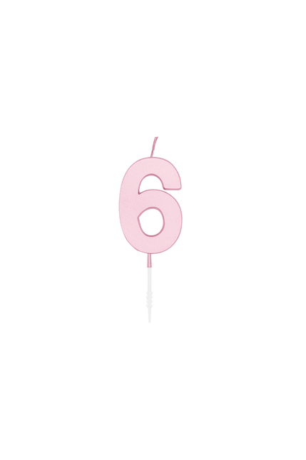 6 Jaar Kaars Roze Pastel 4,5cm van WeFiesta koop je bij Partywinkel