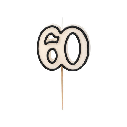 60 Jaar Kaars Zwart Wit 5,5cm van Partydeco koop je bij Partywinkel