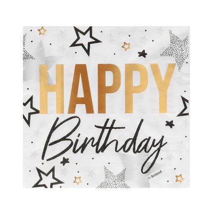 20 kappaleen paperiservettipakkaus ”Happy birthday” (33 x 33 cm)