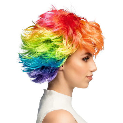 Regenboog Pruik Kort Punk