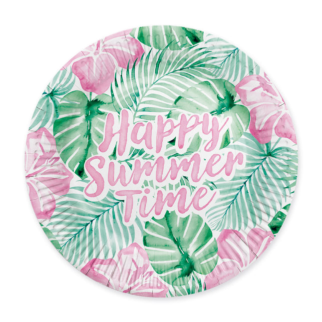 Vihreä-vaaleanpunaiset kyltit ”Happy Summer Time”, 23 cm