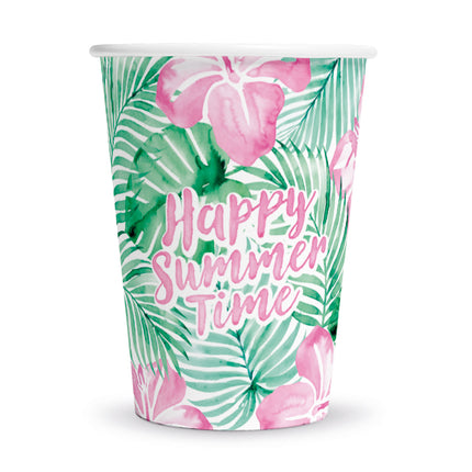 Vihreä-vaaleanpunaiset kupit Happy Summer Time 210 ml, 8 kpl