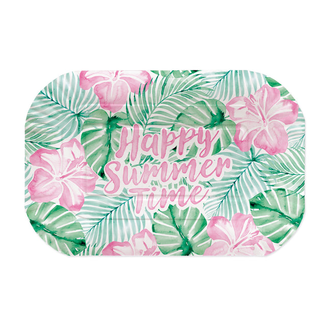 Vihreä-vaaleanpunainen tarjoilulautanen Happy Summer Time, 2 kpl