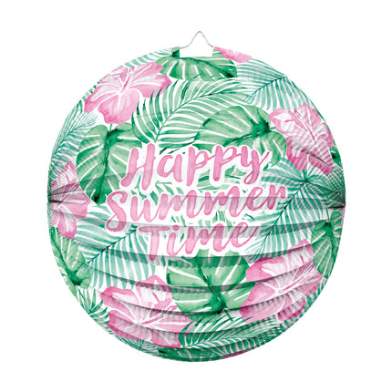 Vihreä-vaaleanpunainen lampion ”Happy Summer Time”, 25 cm
