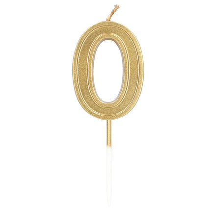 Elegant '0' -kynttilä, kultainen, tikkupohjalla (3 x 4,2 x 0,7 cm)