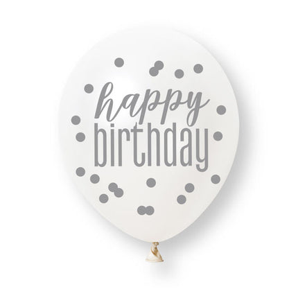 6ct Glitz Blue Happy Birthday Pearl Premium 30cm Latex Balloons van Unique koop je bij Partywinkel
