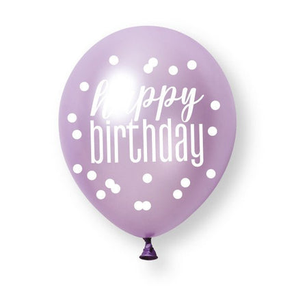 6ct Glitz Pink Happy Birthday Pearl Premium 30cm Latex Balloons van Unique koop je bij Partywinkel