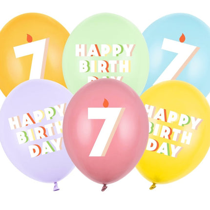 7 Jaar Ballonnen 30cm 6st van Partydeco koop je bij Partywinkel