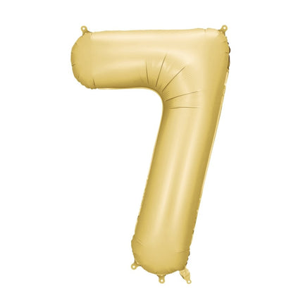 7 Jaar Cijfer Ballon Goud Satijn Folie Leeg 86cm van Partydeco koop je bij Partywinkel