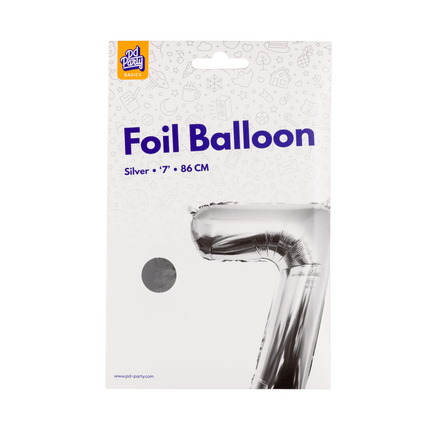 7 Jaar Cijfer Ballon Zilver Leeg 86cm van Paper Dreams koop je bij Partywinkel