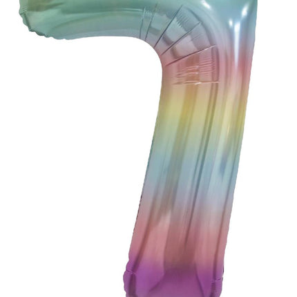 7 Jaar Helium Ballon Regenboog Pastel Leeg 86cm van WeFiesta koop je bij Partywinkel