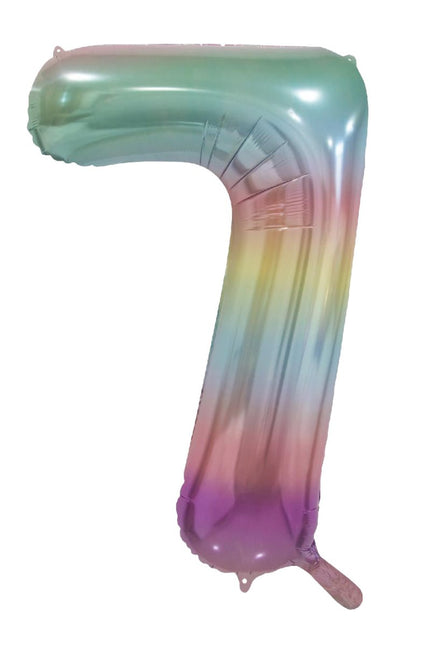 7 Jaar Helium Ballon Regenboog Pastel Leeg 86cm van WeFiesta koop je bij Partywinkel