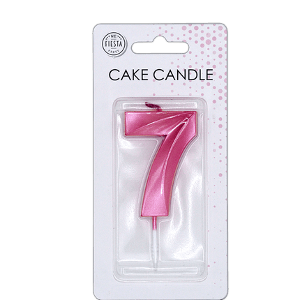 7 Jaar Kaars Roze Metallic 6cm van WeFiesta koop je bij Partywinkel