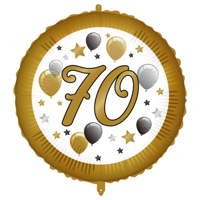 70 Jaar Helium Ballon Wit Goud Leeg 46cm van Procos koop je bij Partywinkel