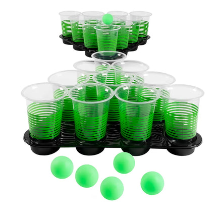 Beer Pong Deluxe -juomapelipaketti (20 kuppia, 6 palloa, 2 tarjotinta)
