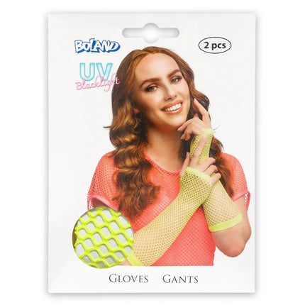 Käsinepari, kyynärpäät Mesh, neonkeltainen