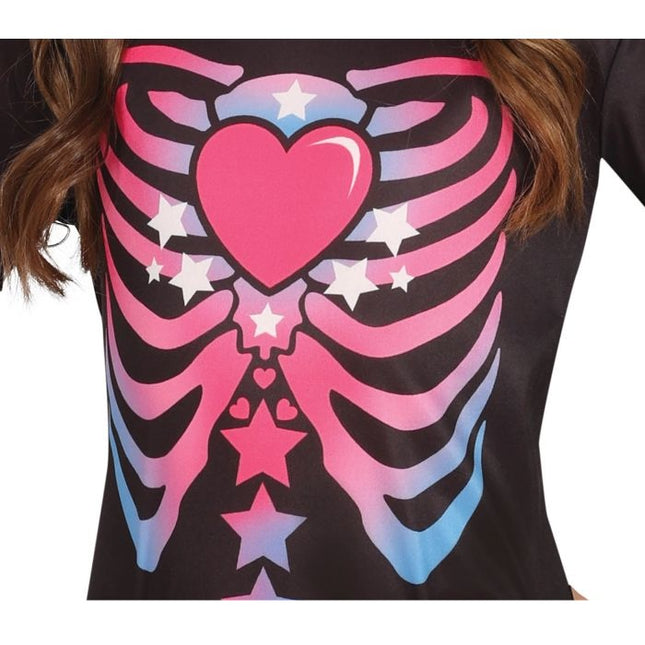 Luuranko Halloween puku tyttö vaaleanpunainen