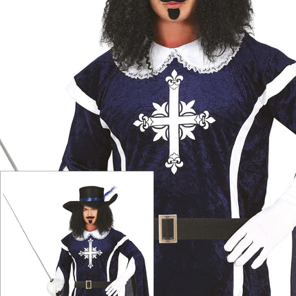 Muskettisoturi puku miehet sininen