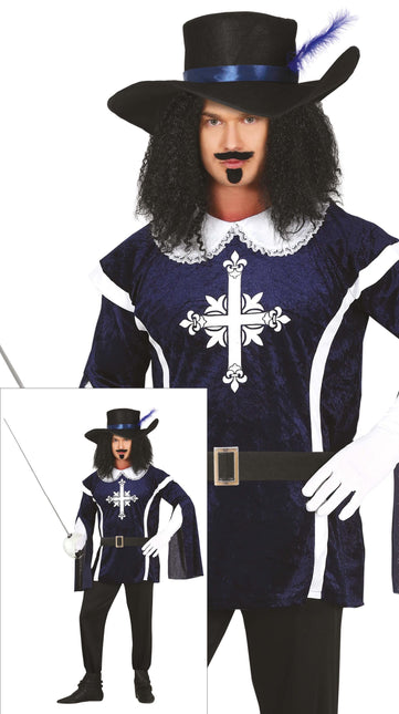 Muskettisoturi puku miehet sininen