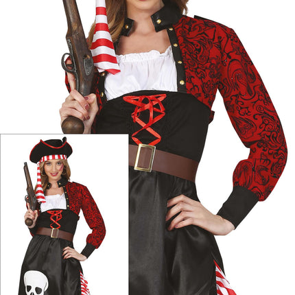 Merirosvomekko Punainen Musta Ladies