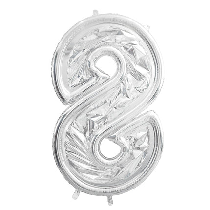 8 Jaar Ballon Frame Zilver 1,26m van Partydeco koop je bij Partywinkel