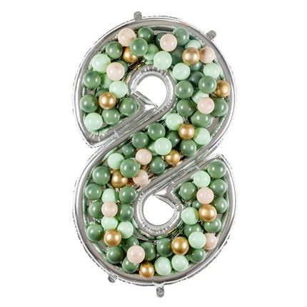 8 Jaar Ballon Frame Zilver 1,26m van Partydeco koop je bij Partywinkel