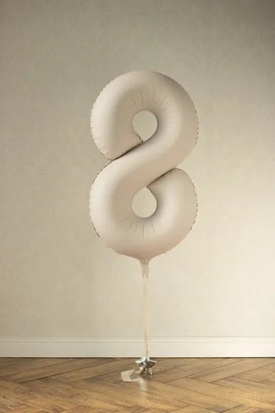 8 Jaar Cijfer Ballon Beige Mat Leeg 86cm van Partydeco koop je bij Partywinkel