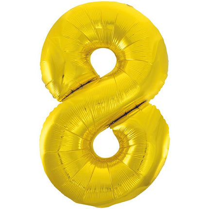 8 Jaar Cijfer Ballon Goud Leeg 86cm van Unique koop je bij Partywinkel