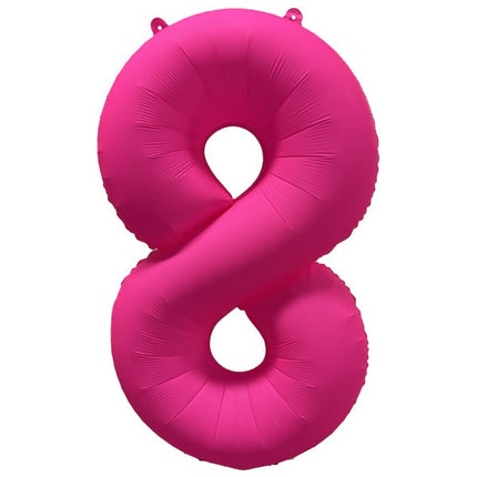 8 Jaar Cijfer Ballon Neon Roze Leeg 86cm van Riethmueller koop je bij Partywinkel