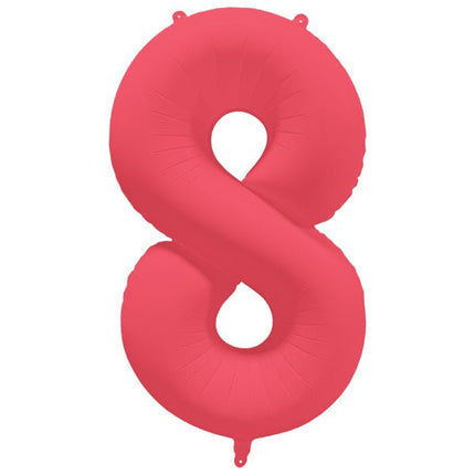 8 Jaar Cijfer Ballon Rood Neon Leeg 86cm van Riethmueller koop je bij Partywinkel