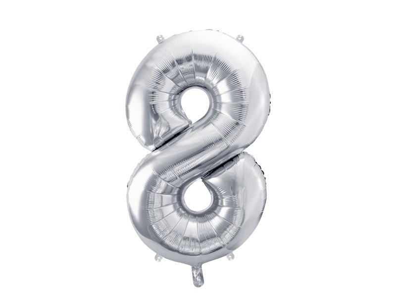 8 Jaar Cijfer Ballon Zilver Leeg 72cm van Partydeco koop je bij Partywinkel