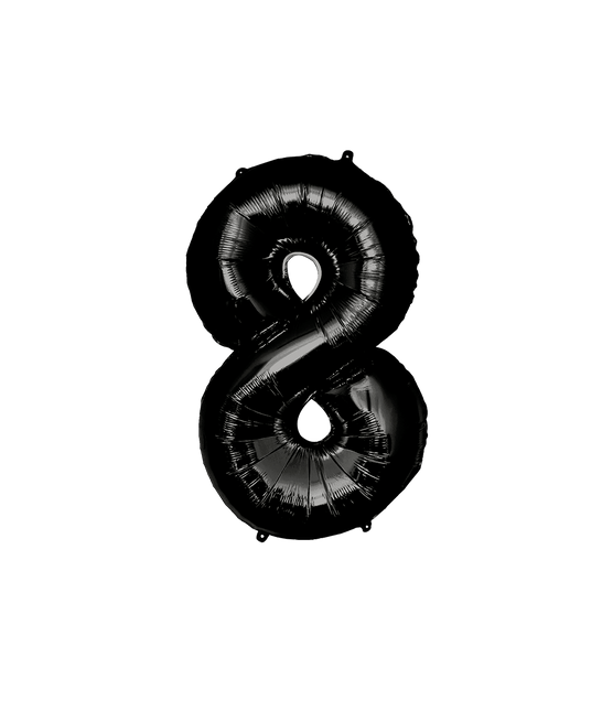 8 Jaar Cijfer Ballon Zwart 86cm van Paper Dreams koop je bij Partywinkel