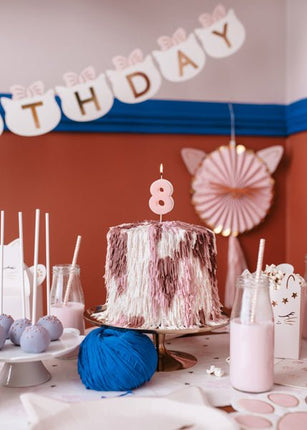 8 Jaar Kaars Lichtroze 5,5cm van Partydeco koop je bij Partywinkel