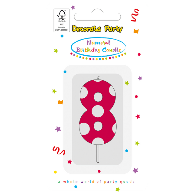 8 Jaar Kaars Roze van Procos koop je bij Partywinkel