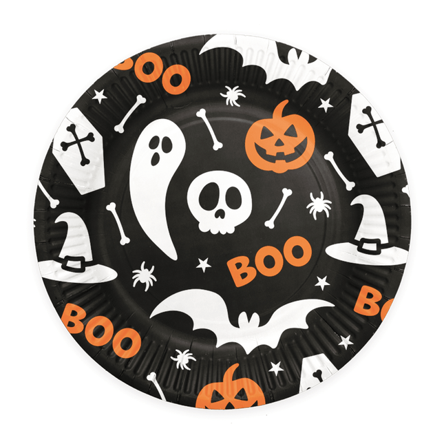 8 Papieren Borden 23cm Halloween Boo van WeFiesta koop je bij Partywinkel