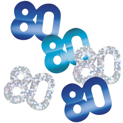 80 Jaar Confetti Zak Blauw 14gr van Unique koop je bij Partywinkel
