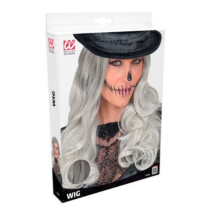 Halloween-peruukki, vaaleanharmaa