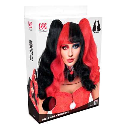 Halloween-peruukki: Harlekiini, hiuspidennyksillä