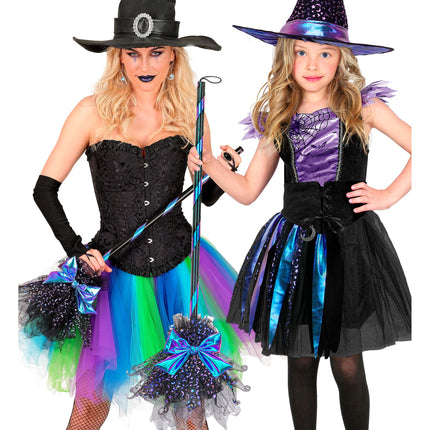 Halloween-noitien luuta, tähtiä ja kuu, 85 cm