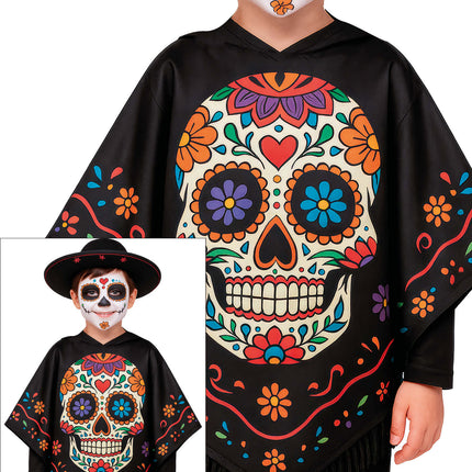 Dia De Los Muertos Poncho Kind