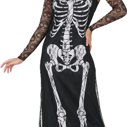 Halloween Jurk Zwart Dames Skelet