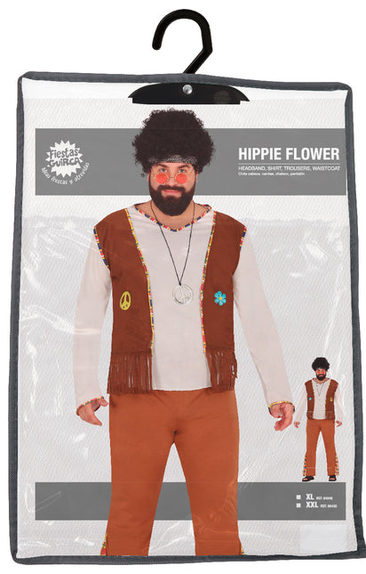 Hippie 60S puku ruskea valkoinen miehet