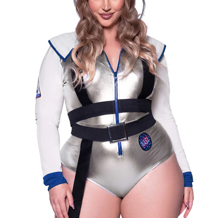 Astronautti puku Valkoinen Hopea Naisten Bodysuit Leg Avenue