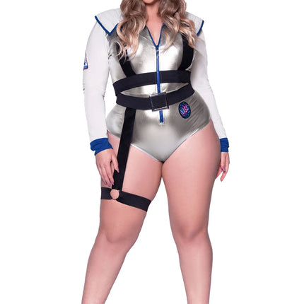 Astronautti puku Valkoinen Hopea Naisten Bodysuit Leg Avenue
