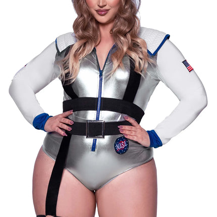 Astronautti puku Valkoinen Hopea Naisten Bodysuit Leg Avenue