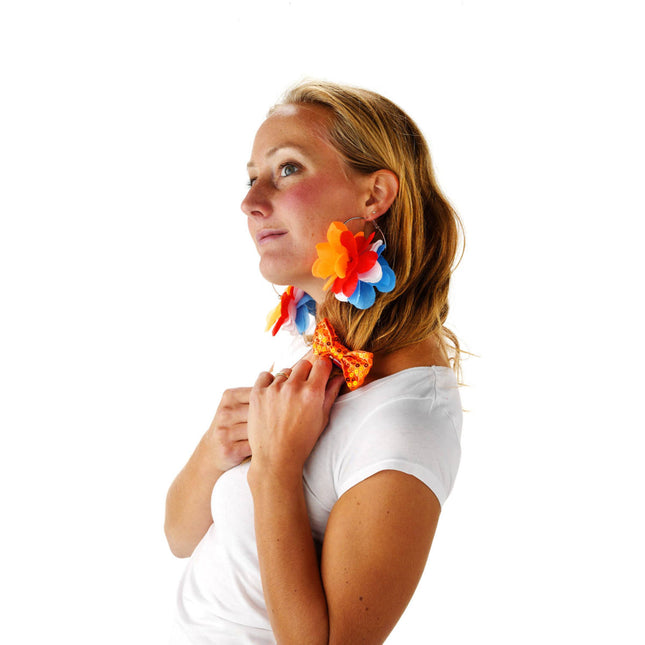 Korvarenkaat Kukka Oranssi-punainen-valko-sininen