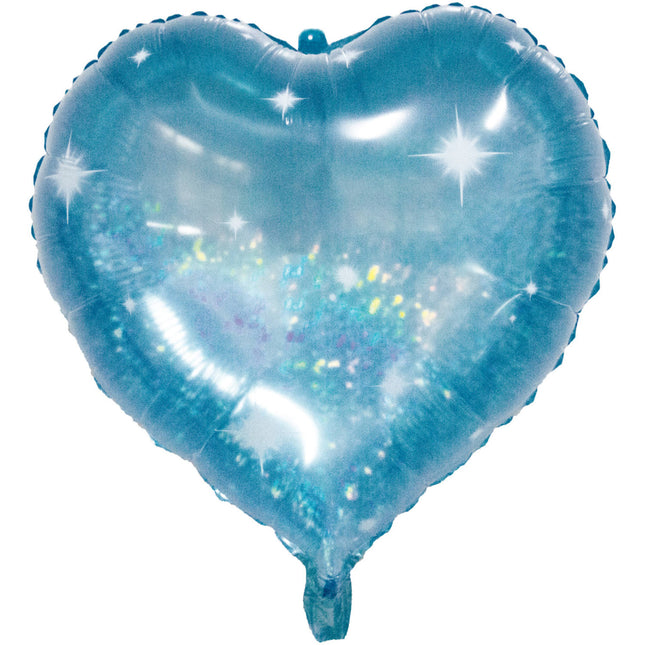 Folieballon Hartvormig Galactic Aqua - 45 cm